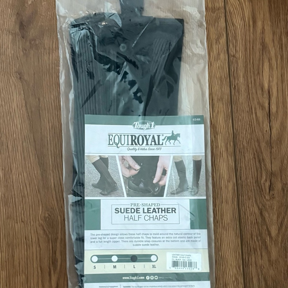 EquiRoyal Black Suede Leather Half Chaps